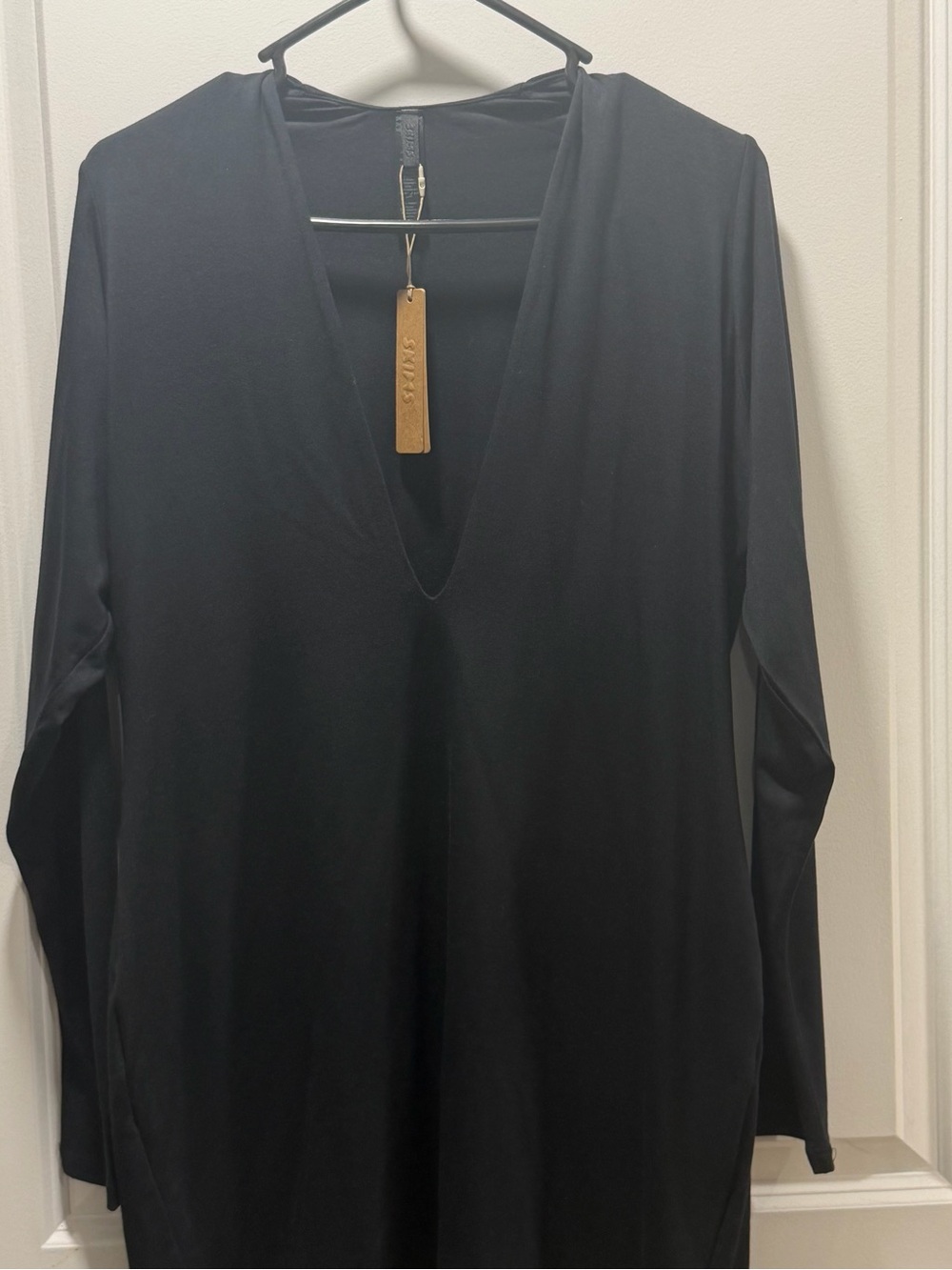 SKIMS Smooth Layers Plunge Mini Dress - Obsidian NWT (Black) - Picture 3 of 3
